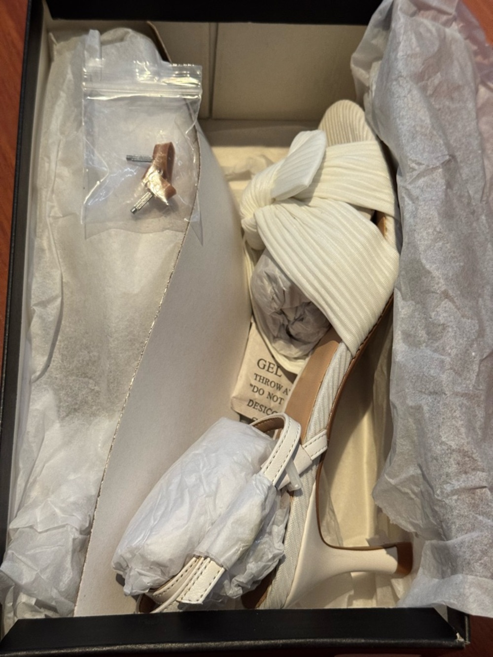 Saks Fifth Avenue Ivory Bow Ankle-Strap Heels - Picture 4 of 4